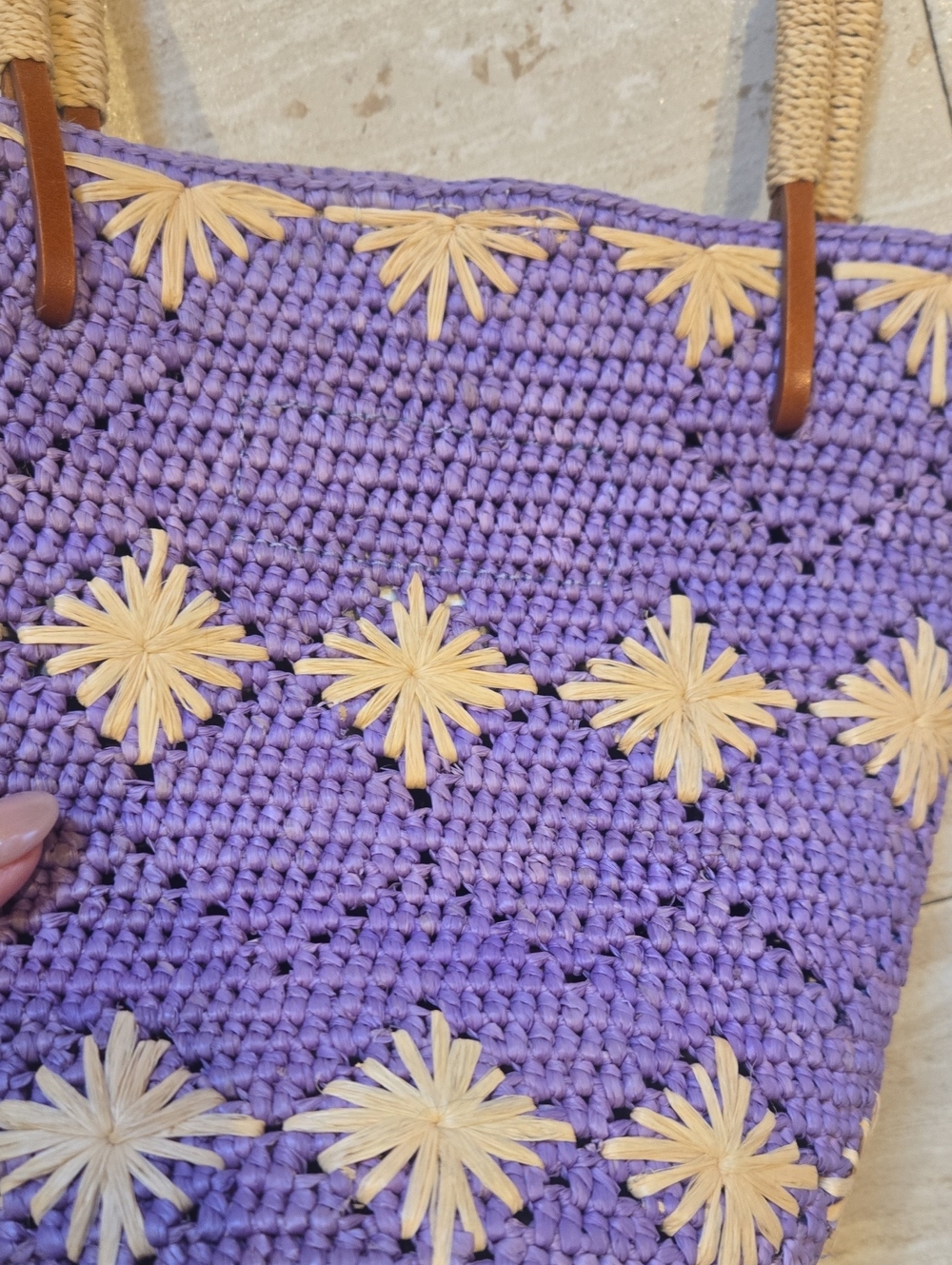 La Maroquinerie Sezane Paris Purple Raffia Bucket Shoulder/Crossbody Bag - Picture 4 of 13